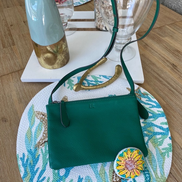 Banana Republic Green Pebbled Leather Crossbody - Picture 2 of 9